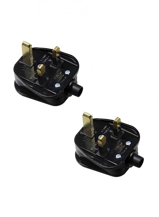 RAWAID 2Pcs Uk Plug, Uk Mains Plug for 13a 250v Black 3 Pin Plug, Heavy Resilient Plug for Power Charging, Electrical Equipments Supplies, Removable Power Wiring Plug Adaptor Adapter Power Cord Connector - Image 1